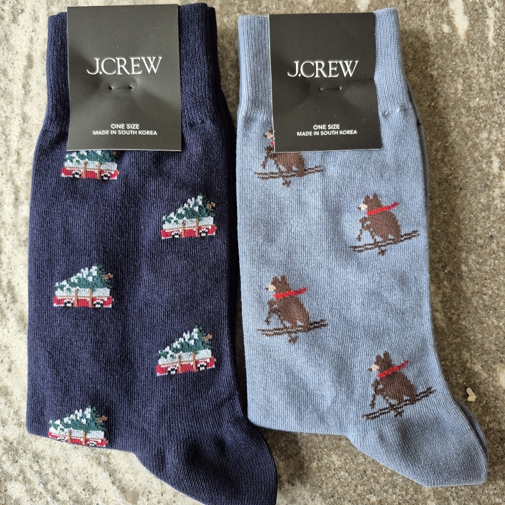 J. Crew Men's Set Of 2 Holiday Socks NEW